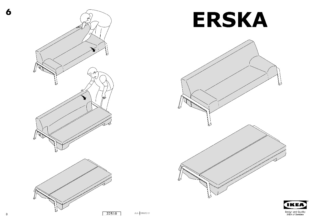 erska sofa bed dimensions