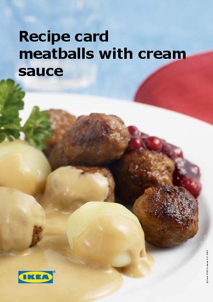 IKEA UK - Recipe card meatballs with cream sauce