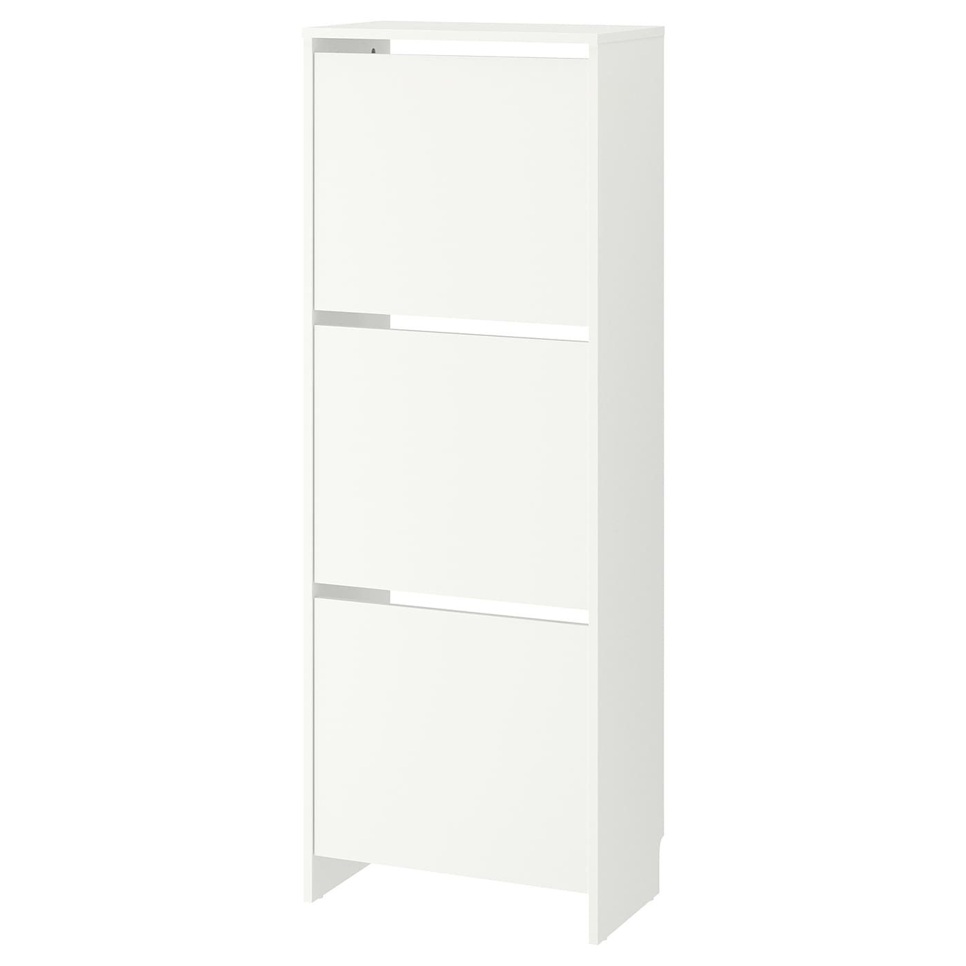 IKEA-BISSA-Shoe cabinet with 3 compartments dimensions color 135 x 49 cm white 