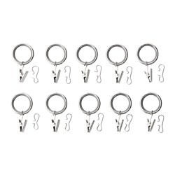 SYRLIG curtain ring with clip and hook, nickel plated, 25 mm (1