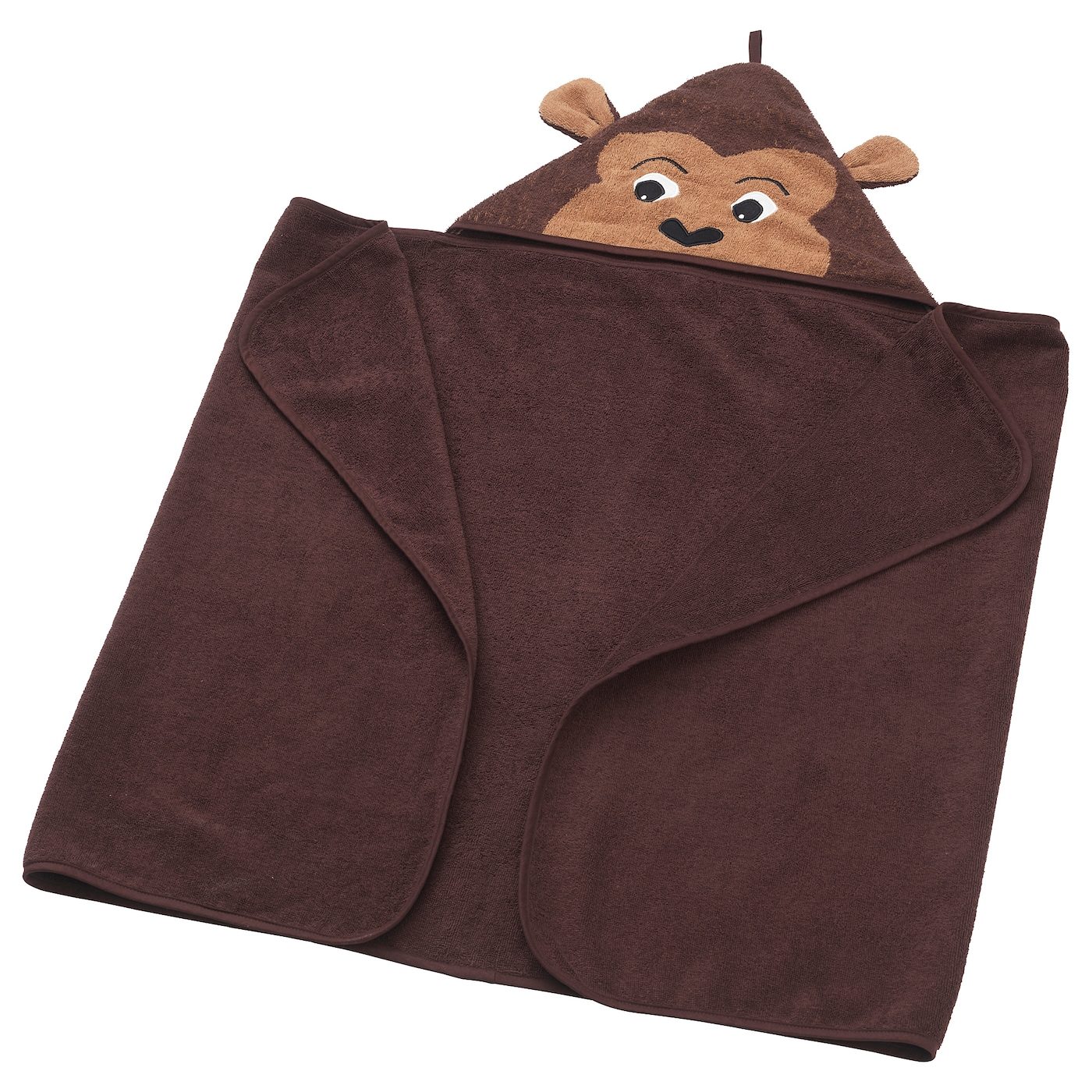 DJUNGELSKOG Towel with hood monkey, brown - IKEAPEDIA