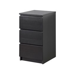 Malm Chest Of 3 Drawers Black Brown, Ikea 3 Drawer Dresser Brown