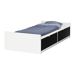 Odda Bed Frame With Drawers White, Ikea Black Bed Frame With Drawers Instructions