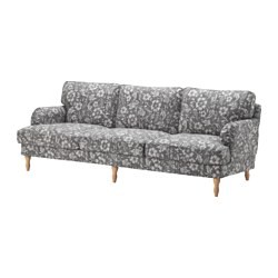 STOCKSUND 3 1/2 seat sofa Hovsten gray/white, light brown/wood 