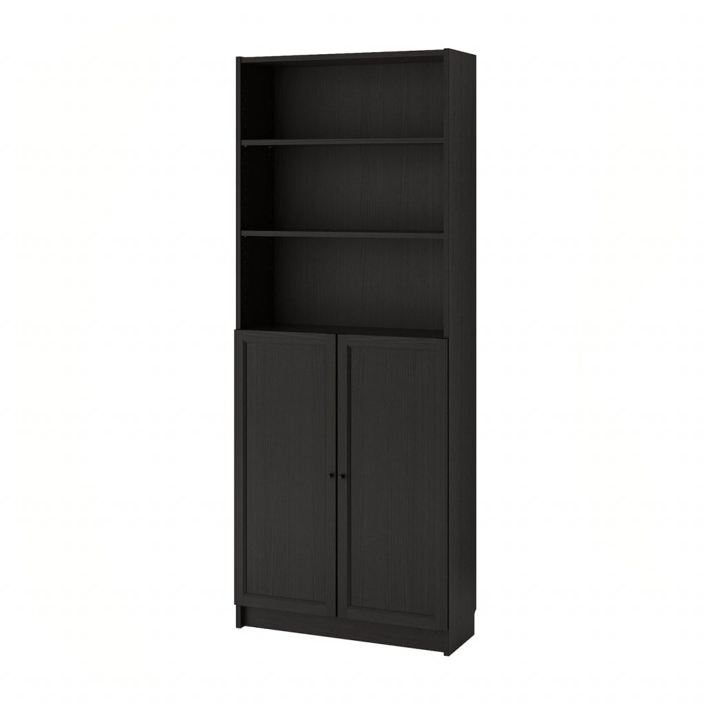 Oxberg Bookcase With Doors Black Brown, Ikea Billy Oxberg Bookcase With Glass Doors Black Frame