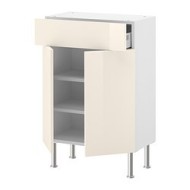 Akurum Base Cabinet Shelves Drawer 2 Doors White Abstrakt Cream