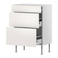 Akurum Base Cabinet With 3 Drawers White Applad White Ikea