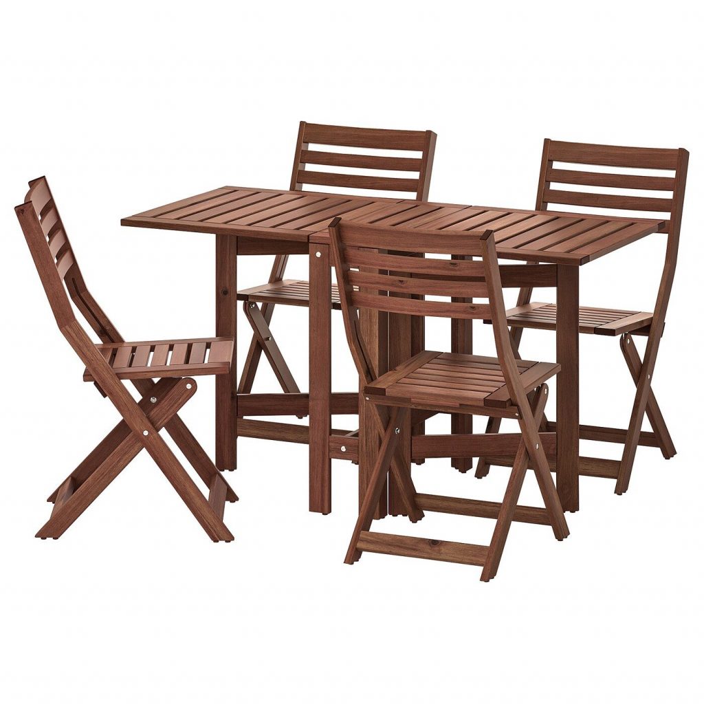 Regeneratie springen Gronden ÄPPLARÖ Table and 4 folding chairs, outdoor brown stained - IKEAPEDIA