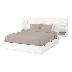 Nordli Bed With Headboard And Storage, Full Size Bed Frame With Headboard Ikea
