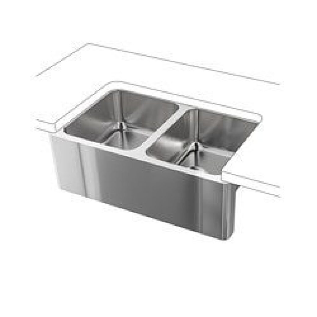 Verknald Gehuurd school BREDSJÖN Apron front double bowl sink under-glued stainless steel -  IKEAPEDIA