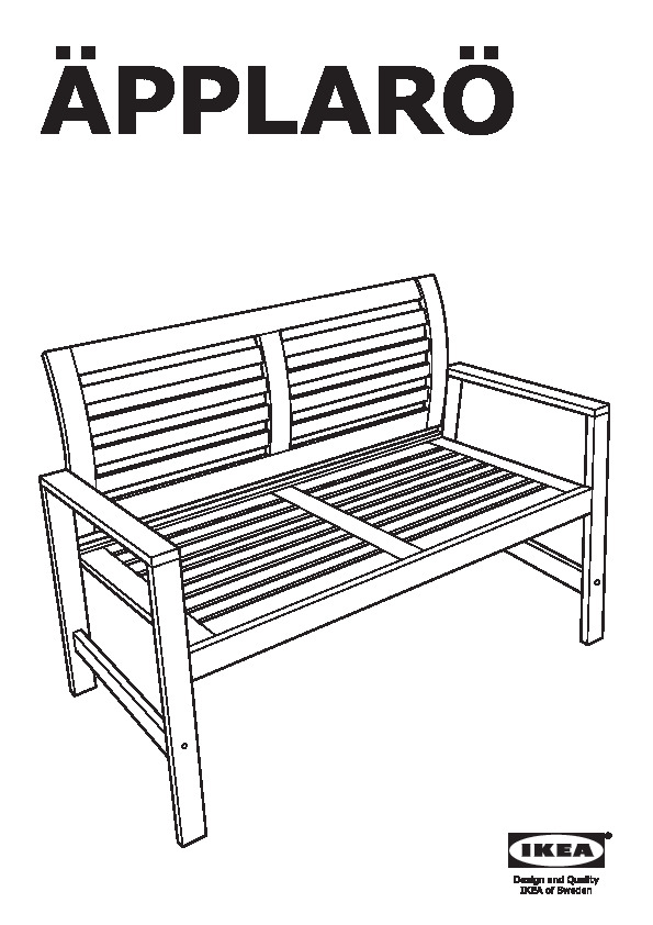 ÃPPLARÃ Bench with backrest, outdoor