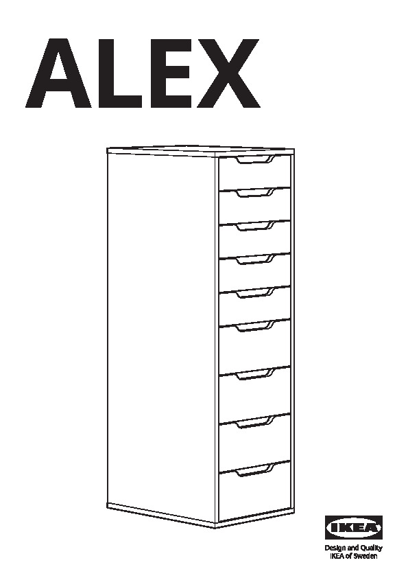 ALEX Cassettiera con 9 cassetti