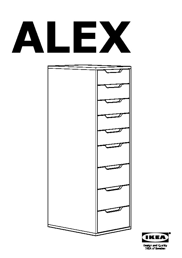 ALEX Cassettiera con 9 cassetti