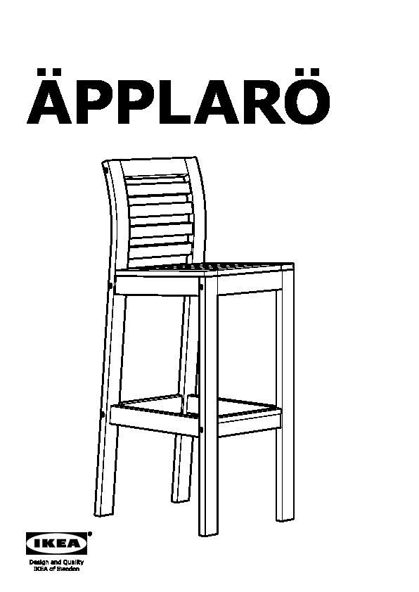 ÄPPLARÖ Bar stool with backrest, outdoor