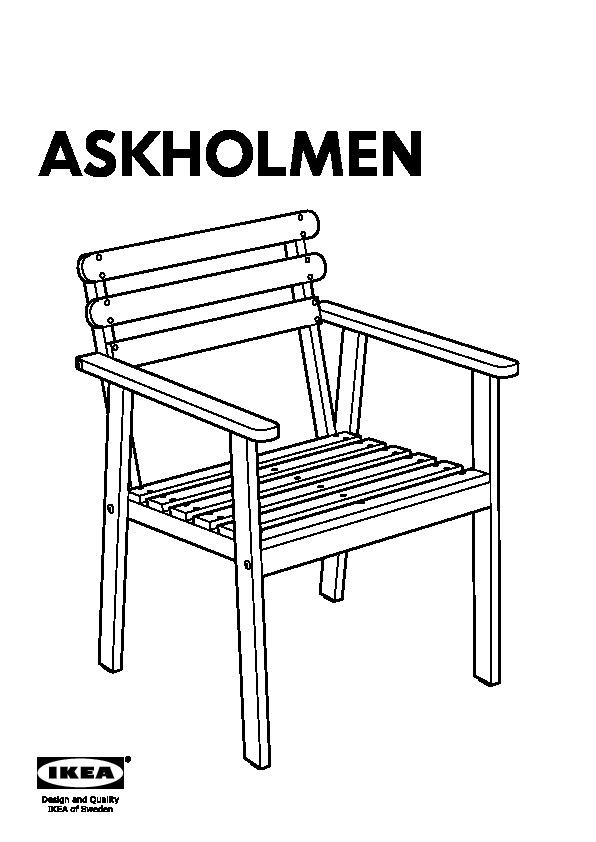 ASKHOLMEN Table+4 chairs w armrests, outdoor