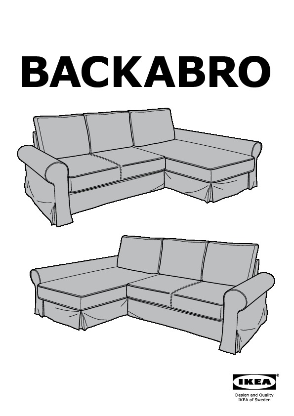 BACKABRO Cover for sofa bed with chaise