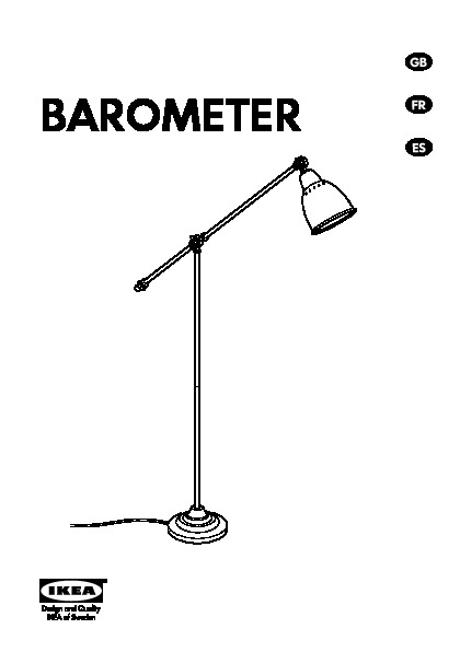 BAROMETER Floor/reading lamp with LED bulb