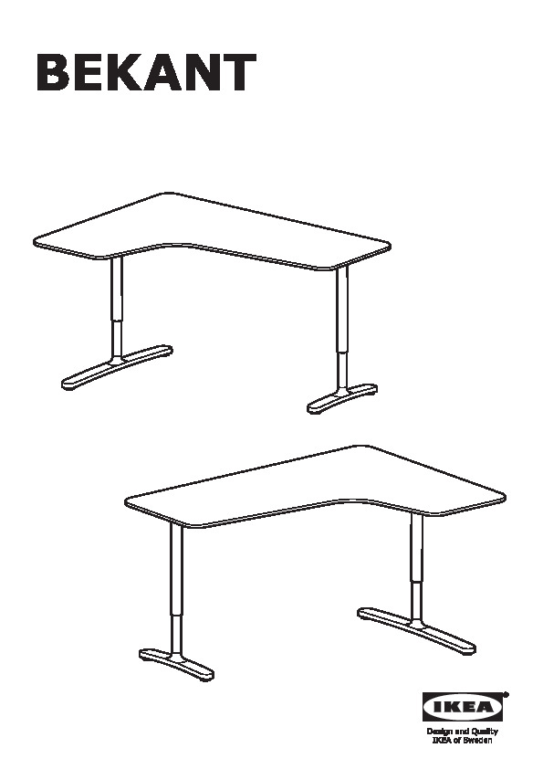 BEKANT base per piano tavolo angolare