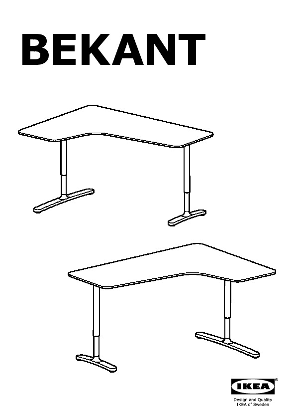 Bekant Corner Desk Left Linoleum Blue, Ikea Bekant Sit Stand Desk Instructions