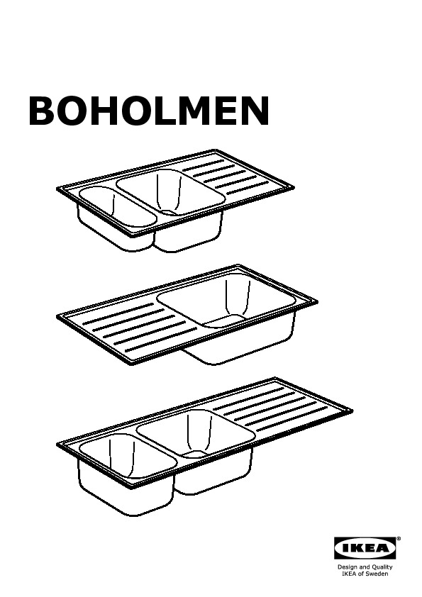 BOHOLMEN 2 bowl inset sink with drainer