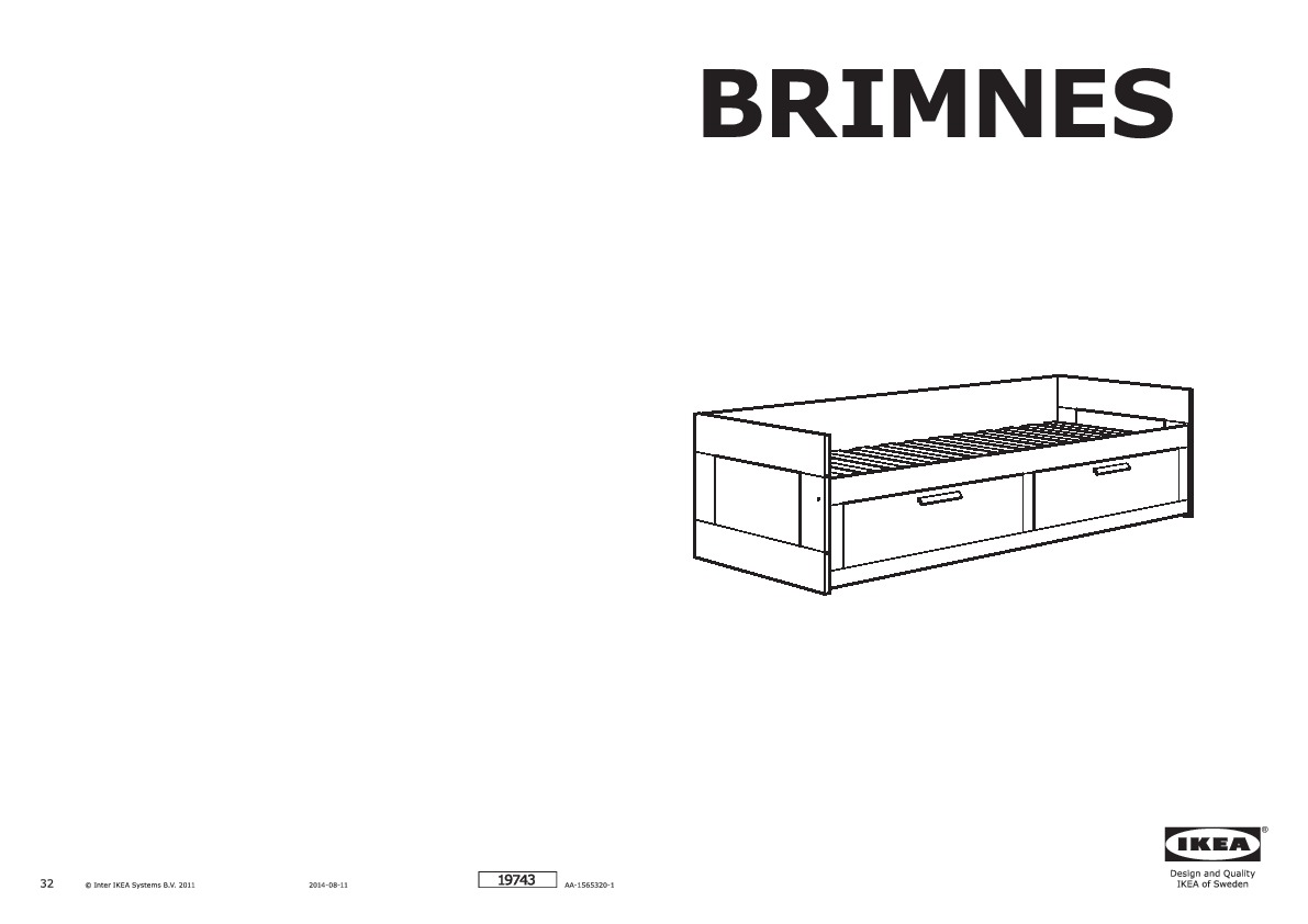 BRIMNES day-bed frame with 2 drawers