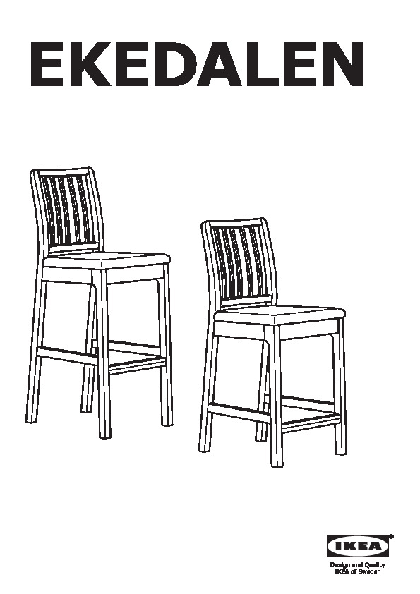 EKEDALEN Bar stool with backrest