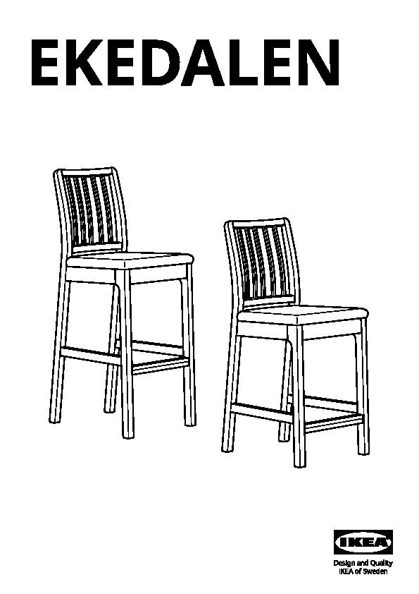 EKEDALEN Bar stool with backrest