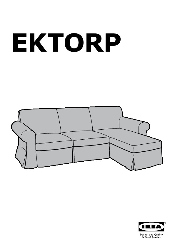 EKTORP Cover two-seat sofa w chaise longue