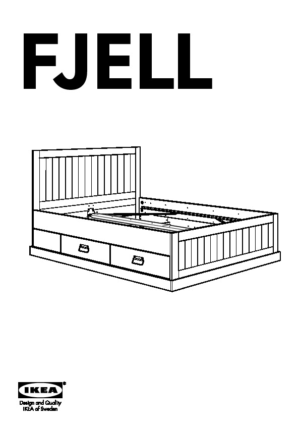 FJELL bed frame with storage