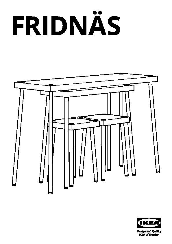 FRIDNÃS Nesting tables with stools set of 4