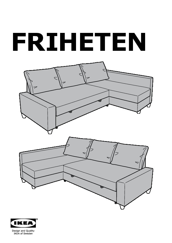 Friheten Corner Sofa Bed Skiftebo Dark, Ikea L Shaped Sofa Bed Instructions