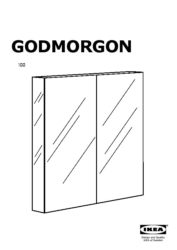 GODMORGON Mirror cabinet with 2 doors