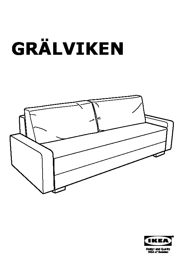 GRÄLVIKEN Canapé 3 places convertible, gris - IKEA