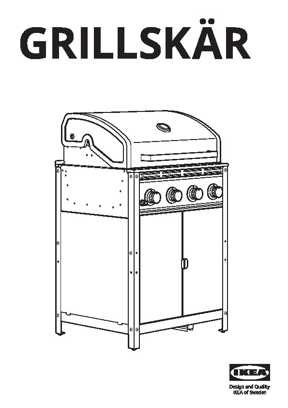 GRILLSKÄR outdoor kitchen, gas grill/side burner/stainless steel
