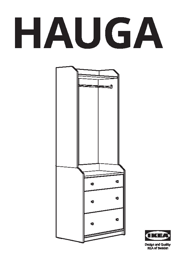 HAUGA Open wardrobe with 3 drawers