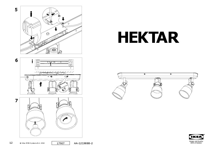 HEKTAR Ceiling track, 3-spots