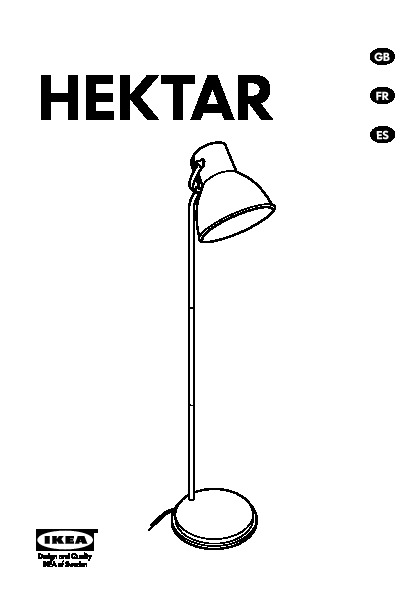 HEKTAR Floor lamp with LED bulb