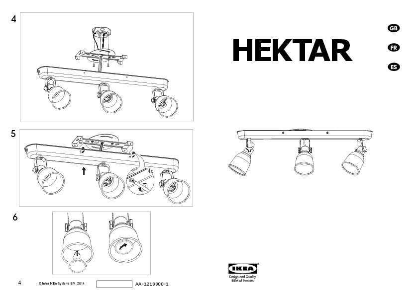 HEKTAR Rail plafond, 3 spots, gris foncé - IKEA