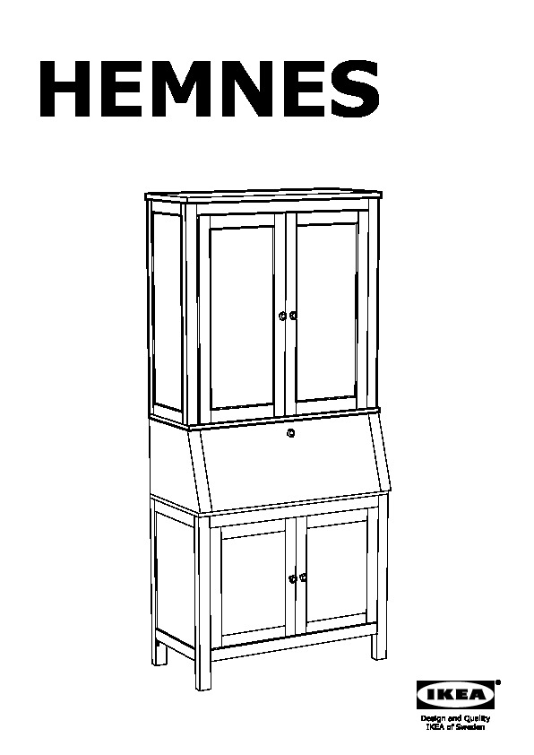 Hemnes Secretary With Add On Unit Bookcase White Stain Ikea