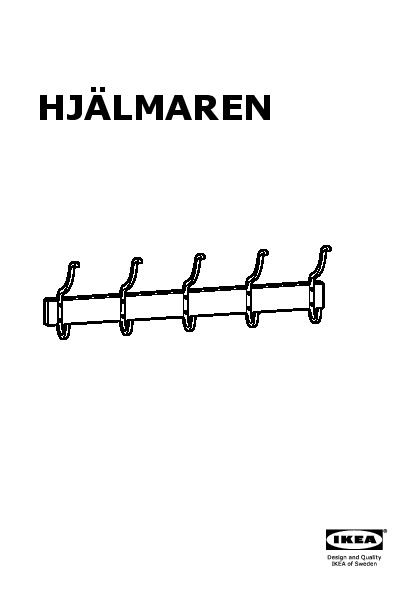 HJÄLMAREN Towel rack with 5 hooks