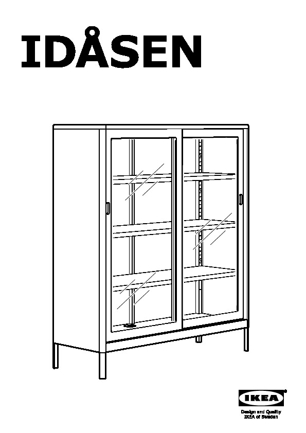 IDÅSEN Cabinet with sliding glass doors
