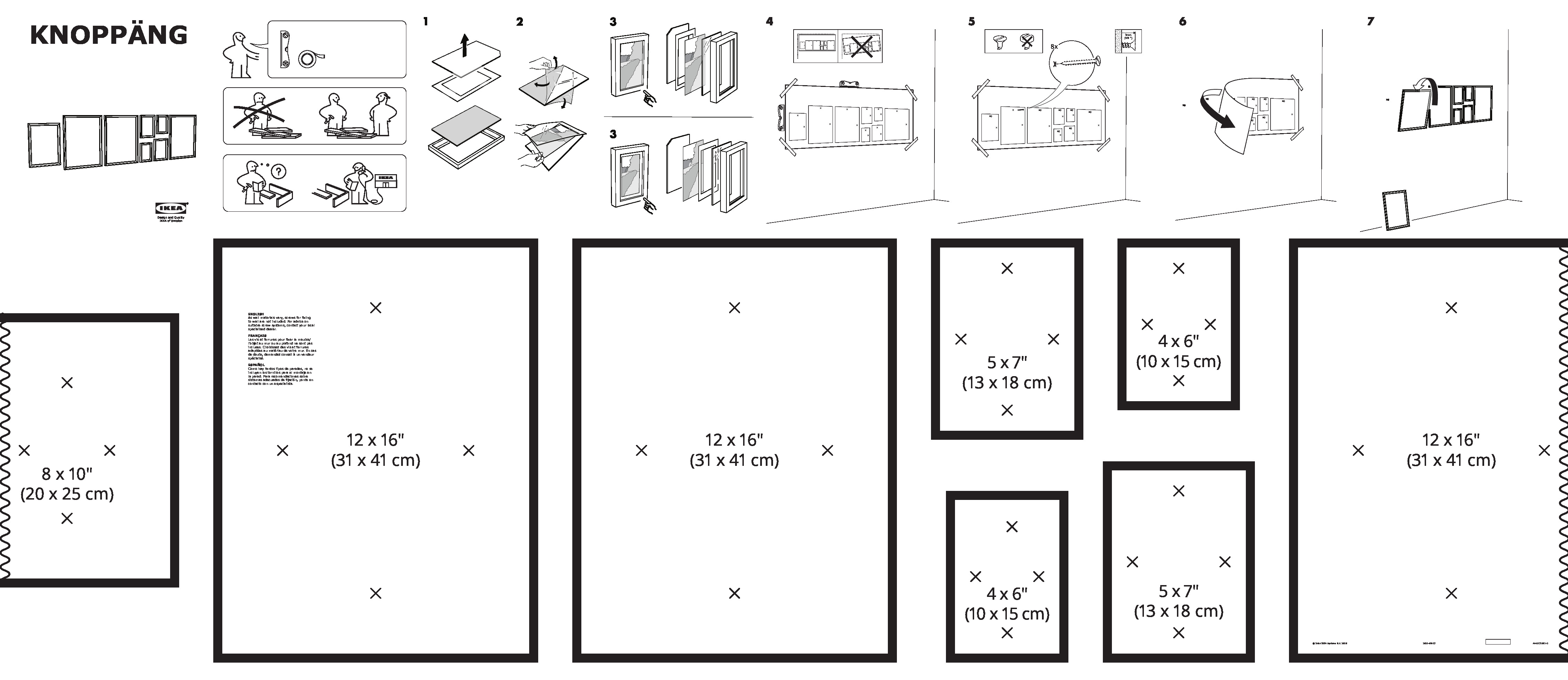 KNOPPÃNG Frame with poster, set of 8