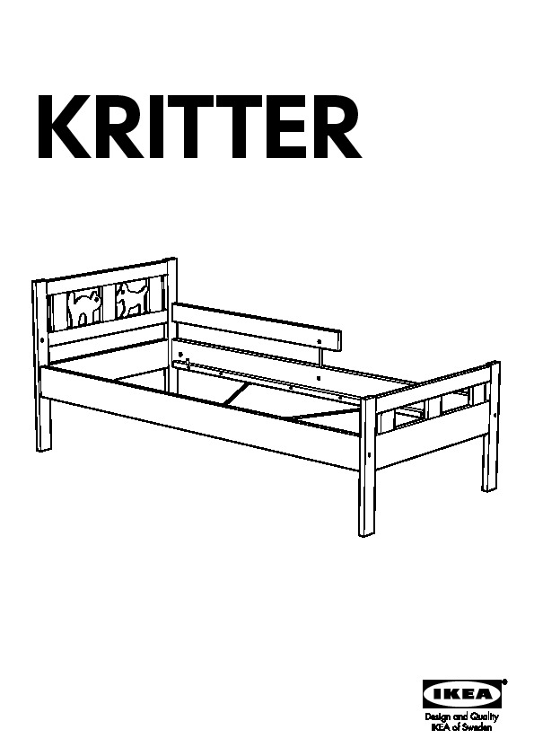 KRITTER bed frame and guard rail, junior