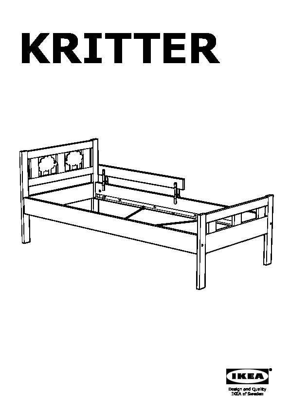 KRITTER bed frame and guard rail, junior