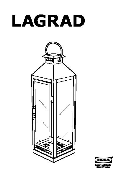 LAGRAD Lantern f block candle, in/outdoor