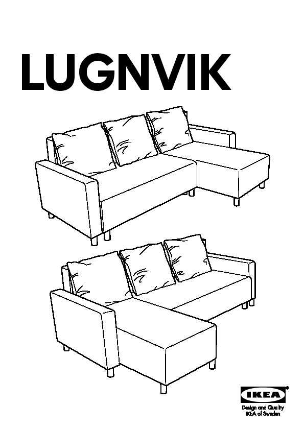 Lugnvik Sofa Bed With Chaise Lounge, Ikea Sectional Sofa Bed Instructions