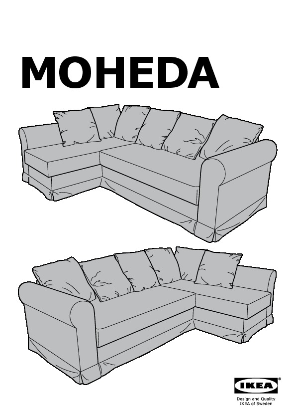 Moheda Corner Sofa Bed Blekinge Brown, Ikea L Shaped Sofa Bed Instructions