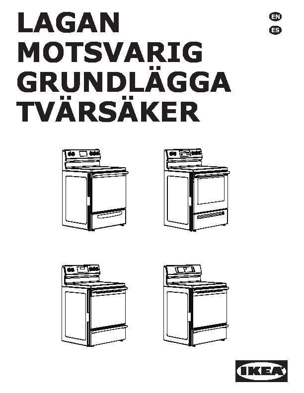 MOTSVARIG Range with glass ceramic cooktop, black Stainless steel - IKEA