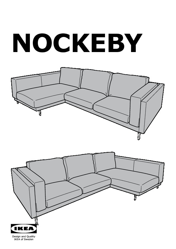 NOCKEBY Cover two-seat sofa w chaise longue