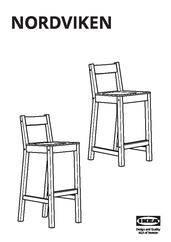 NORDVIKEN Bar stool with backrest